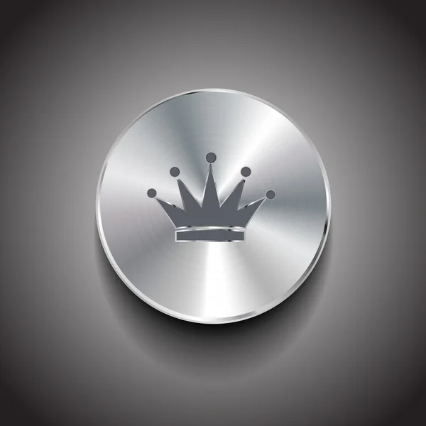 Vector brushed metal crown button — Stock Vector