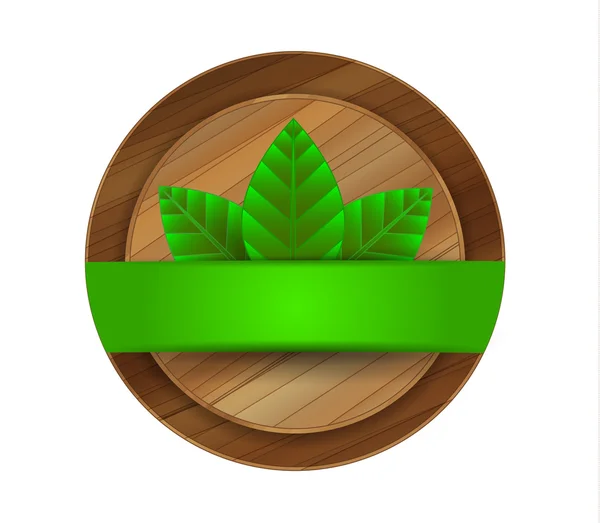 Vector ecologie groene houten etiket — Stockvector