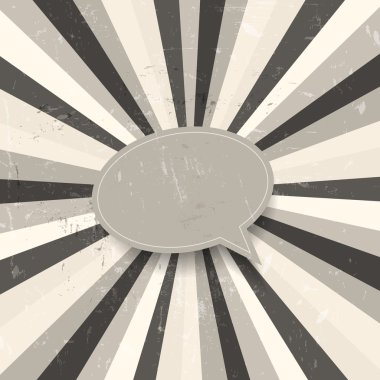 Grunge vektör konuşma balonu sunburst zemin üzerine