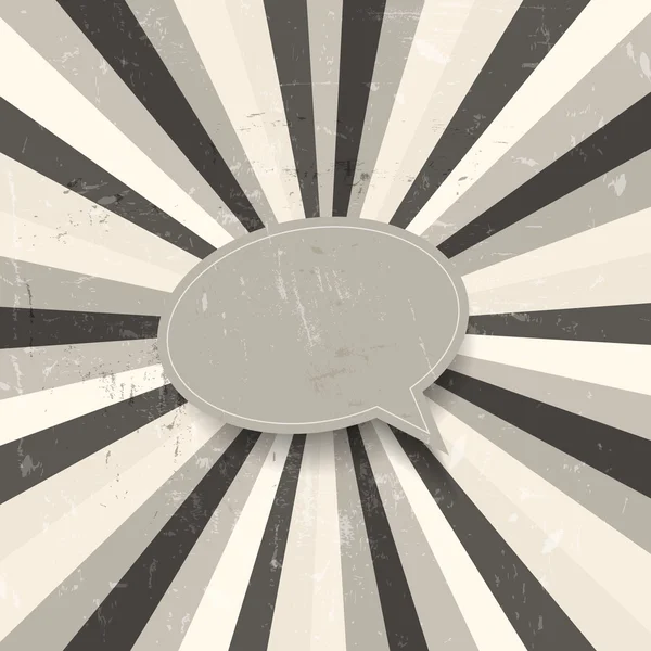 Grunge vector tekstballon op sunburst achtergrond — Stockvector