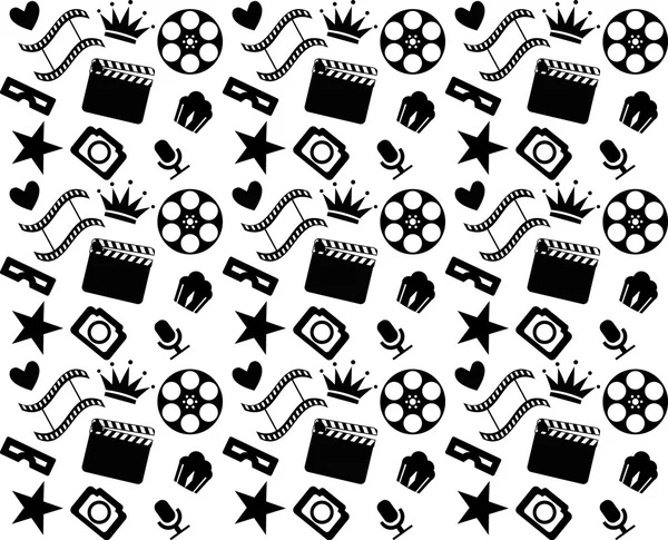 Patrón de cine en blanco y negro sin costuras — Vector de stock