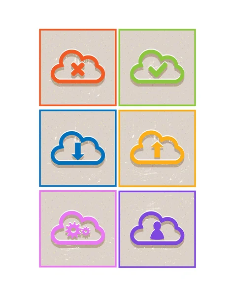 Abstracte platte papier wolk pictogrammen — Stockvector