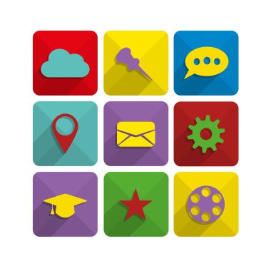uzun gölgeler ile düz web simgeleri