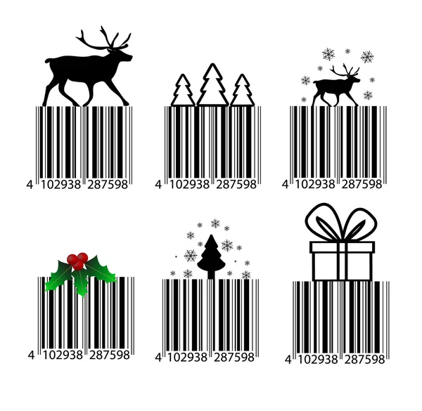 Código de barras navideño blanco y negro — Vector de stock