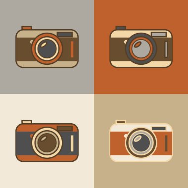 düz retro kamera simgeler
