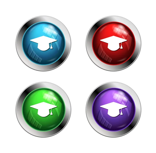 Shiny graduation hat buttons — Stock Vector
