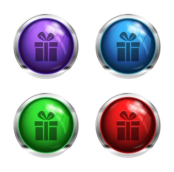 Shiny gift box buttons — Stock Vector