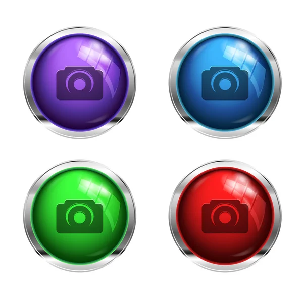 Bottoni della fotocamera GLossy — Vettoriale Stock