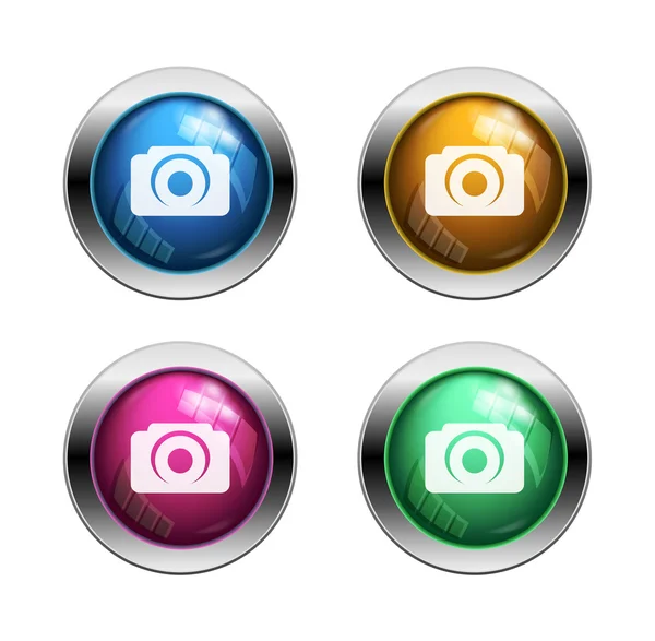 White camera icon buttons — Stock Vector