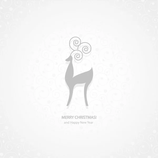 White and gray deer Christmas background — Stock Vector