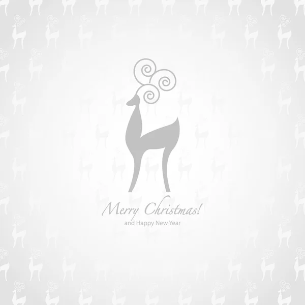 White and gray deer Christmas background — Stock Vector
