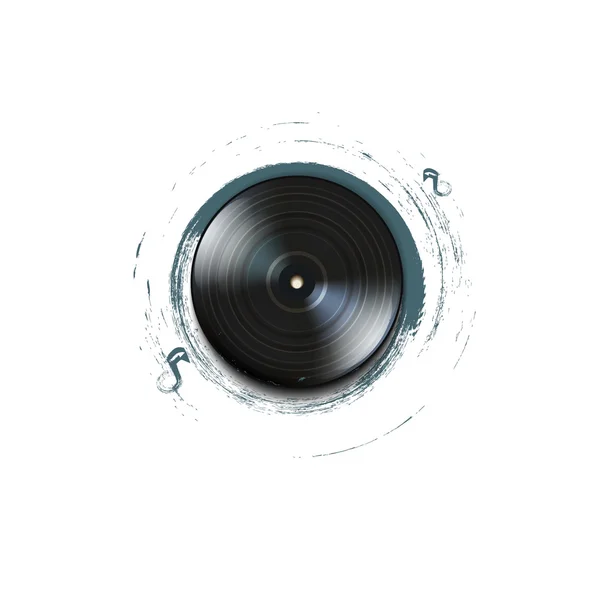 Grunge vinyl record ikonen på bakgrund — Stock vektor