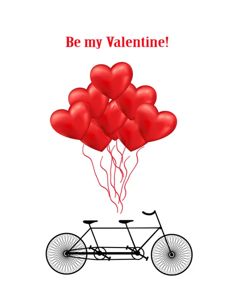 Fahrrad und Herz Luftballons Hintergrund — Stockvektor