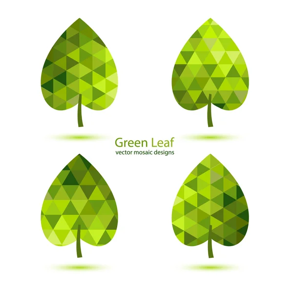 Green mosaic vector leaf — Stock Vector