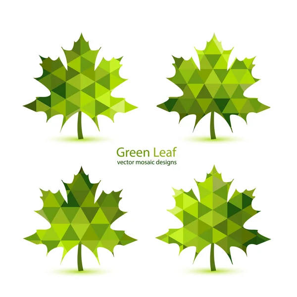 Green mosaic vector maple leaf — Stock Vector