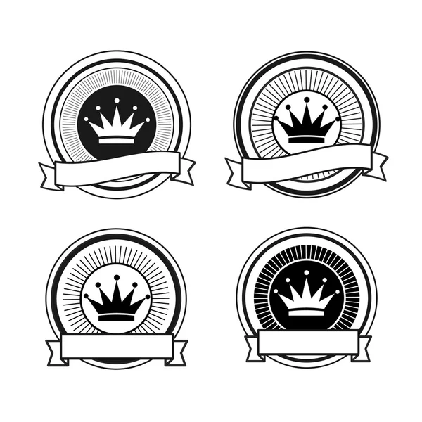 Black and white retro crown stamps — Stock Vector