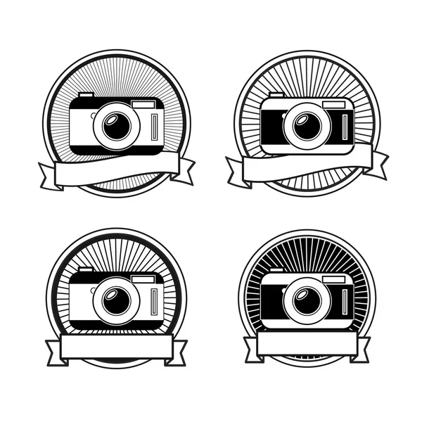 Sellos de cámara en blanco y negro — Vector de stock