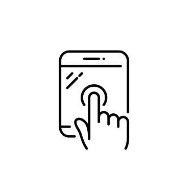 Tabletten elle dokunmak. Akıllı alet dokunmatik ekran hareketi. Piksel mükemmel, düzenlenebilir vuruş