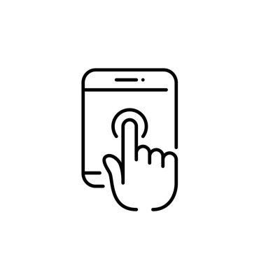 Parmak dokusu ikonu. Ekran akıllı aygıt jestine dokun. Piksel mükemmel, düzenlenebilir vuruş.