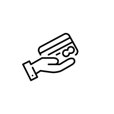 Kredi kartı ödeme simgeleri. Plastik kartla. Piksel mükemmel, düzenlenebilir vuruş