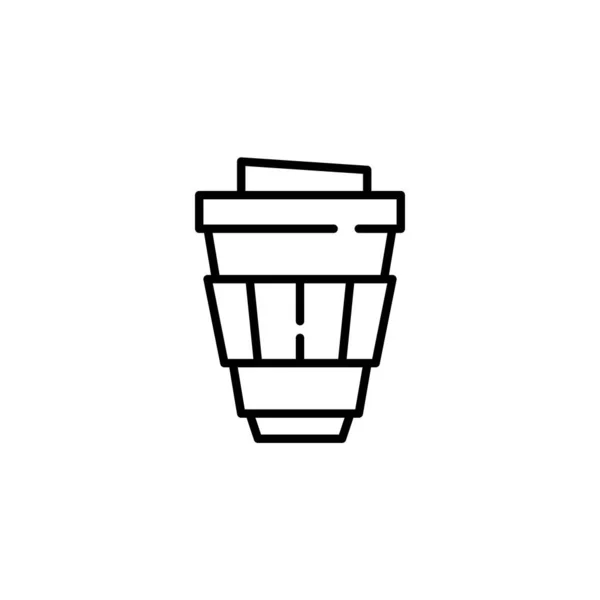 Café en una taza de papel para llevar. Pixel perfecto, ícono de arte de línea de trazo editable — Archivo Imágenes Vectoriales