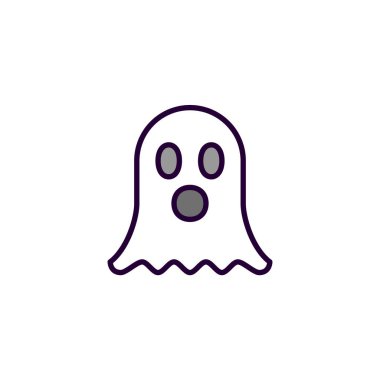 Cadılar Bayramı hayaleti şirin çizgi film. Piksel mükemmel, düzenlenebilir çizgi resim simgesi