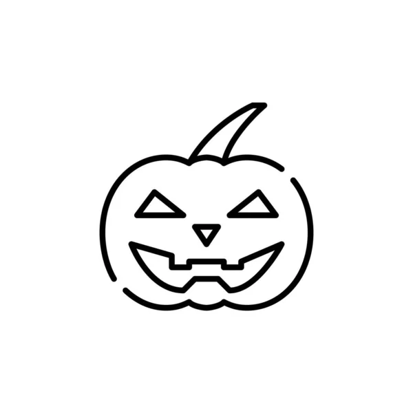 Jack o Laterne. Traditionelle Halloween geschnitzte Kürbisse mit böse grinsendem Gesicht. Pixel perfektes, editierbares Strichlinien-Kunstsymbol — Stockvektor