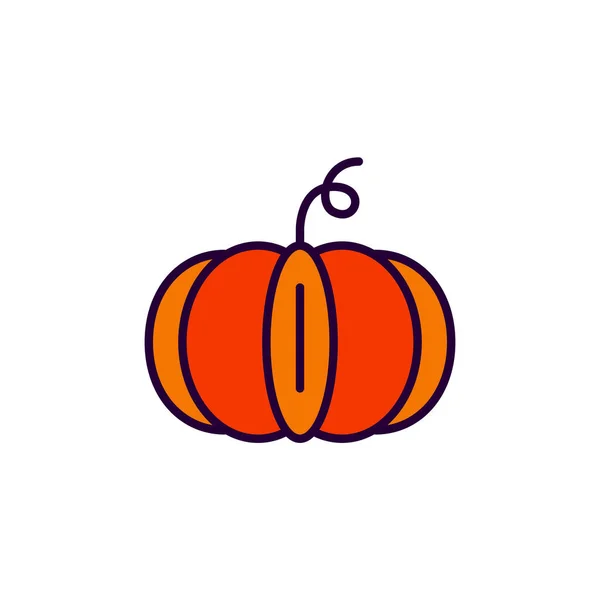 Calabaza de otoño. Símbolos de cosecha y acción de gracias. Pixel perfecto, editable trazo colorido línea de arte icono — Vector de stock