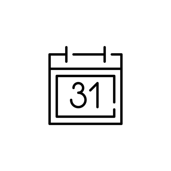 Bindkalender met datum 31 erop. Pixel perfecte, bewerkbare slaglijn art icon — Stockvector