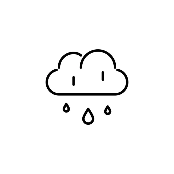 Lluvia otoñal de una nube. Pixel perfecto, ícono de arte de línea de trazo editable — Vector de stock