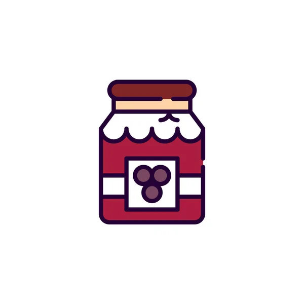 Huis seizoensgebonden behoud. Een pot druivengelei. Pixel perfecte, bewerkbare beroerte kleurrijke pictogram — Stockvector