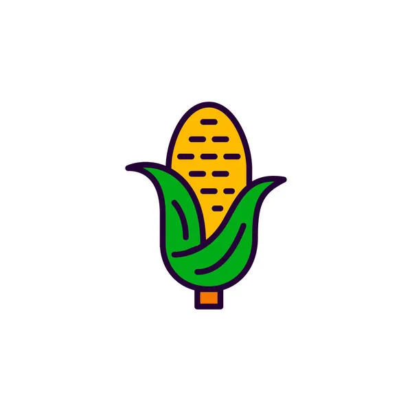 玉米的耳朵。传统的美国收获文化。彩色像素完美图标 — 图库矢量图片