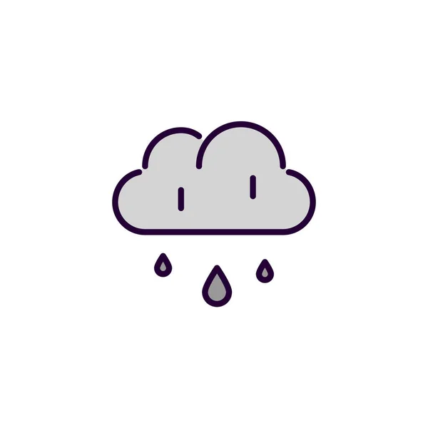 Höstregn från ett moln. Pixel perfekt, redigerbar stroke grå linje konst ikon — Stock vektor
