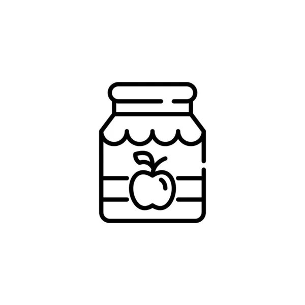 Szklany słoik z dżemem. Domowej roboty konserwacja zbiorów gotowania. Pixel idealny, edytowalna ikona sztuki linia skoku — Wektor stockowy