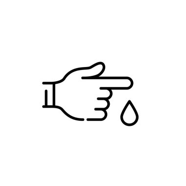 Parmak iğnesinden kan örneği almak. Tıbbi analiz prosedürü. Piksel mükemmel düzenlenebilir renkli simge