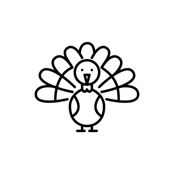 Estilo de desenho animado de peru de ação de graças. Animal mascote de férias. Pixel perfeito, ícone de curso editável — Vetor de Stock