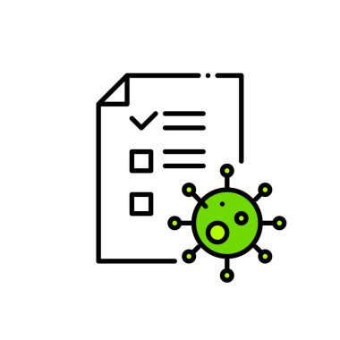 Coronavirus testi, sağlık kontrolü renkli ikonlar. Piksel mükemmel, düzenlenebilir vuruş