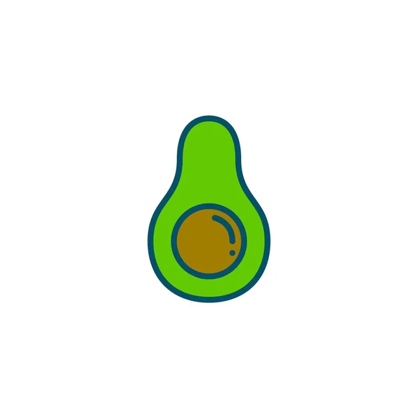 Niedliche grüne Avocado Linie Kunstsymbol. Pixel perfekt, editierbarer Strich — Stockvektor