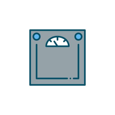 Dijital banyo ölçeği renkli ikon. Ağırlık yönetimi ve sağlıklı yaşam tarzı elektronik cihaz. Piksel mükemmel, düzenlenebilir vuruş