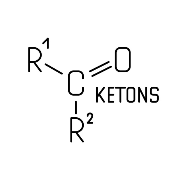 Fórmula de la molécula de ketón. Pixel perfecto, icono de carrera editable — Vector de stock