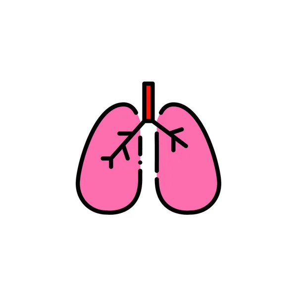 Human lungs. Internal breathing organ. Pixel perfect, editable stroke colorful icon — Stock Vector