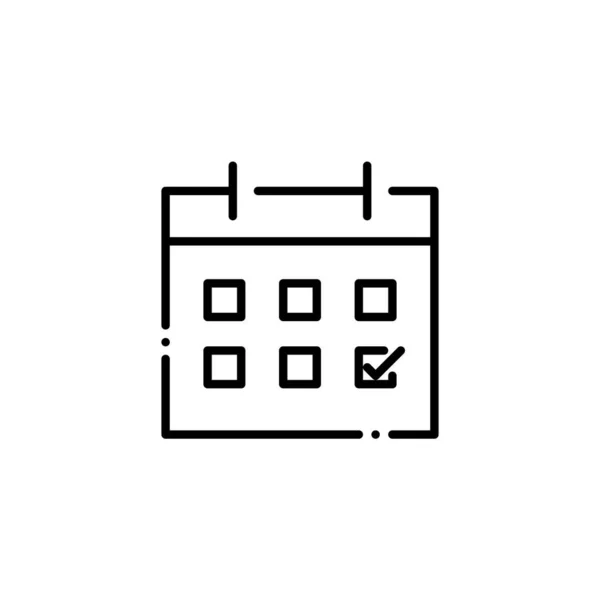 Kalender met een datum gemarkeerd. Geplande gebeurtenis of deadline alert. Pixel perfecte, bewerkbare beroerte pictogram — Stockvector