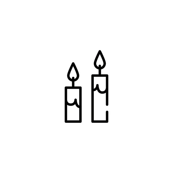 Dos velas encendidas. Celebración y reunión familiar icono del evento. Pixel perfecto, icono de carrera editable — Vector de stock