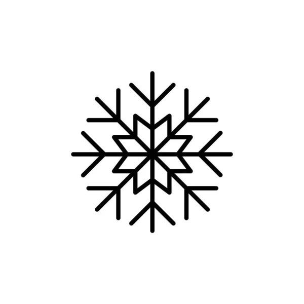 雪の結晶冬のクリスマスラインアートアイコン。ピクセル完璧で編集可能なストローク — ストックベクタ