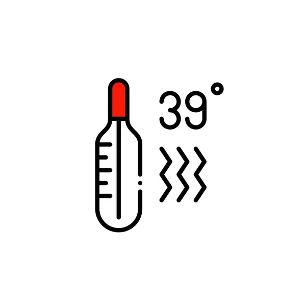 Проверка температуры термометром для профилактики ковидовых заболеваний. Температура тела. Пикантная, съедобная икона — стоковый вектор