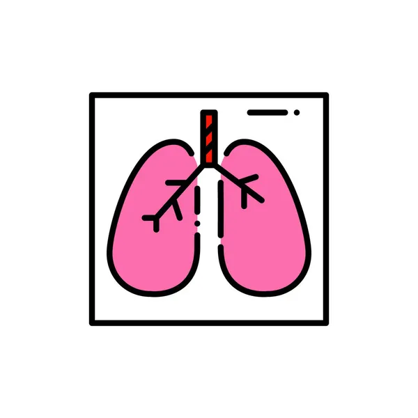 Los pulmones revisan la prueba de diagnóstico médico. Pixel perfecto, editable icono colorido golpe — Archivo Imágenes Vectoriales