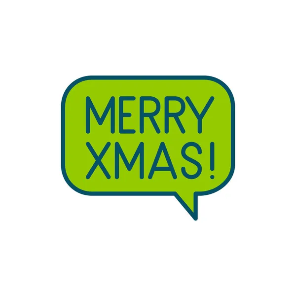 Woorden vrolijk kerstfeest op een spraakzeepbel. Pixel perfecte, bewerkbare slag kleurrijke lijn kunst pictogram — Stockvector