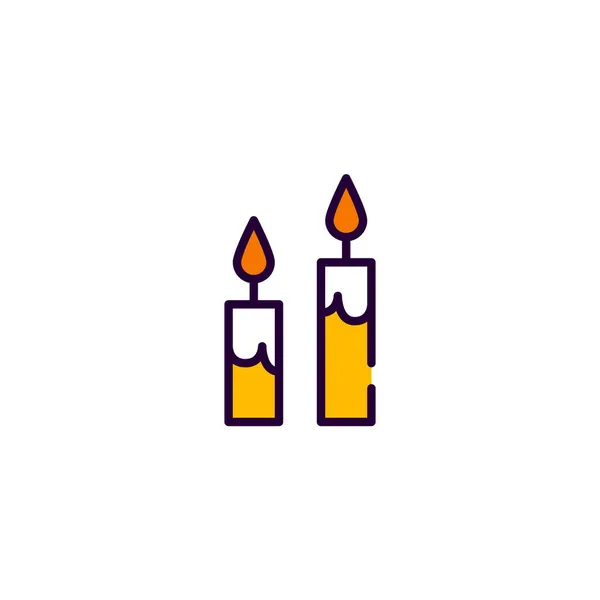 Duas velas acesas. Celebração e reunião familiar ícone do evento. Pixel perfeito, ícone colorido curso editável — Vetor de Stock