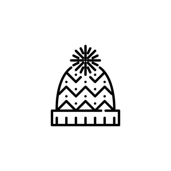 Gorra de punto de invierno caliente con un pompón en la parte superior. Calzoncillos. Pixel perfecto, editable icono colorido golpe — Vector de stock