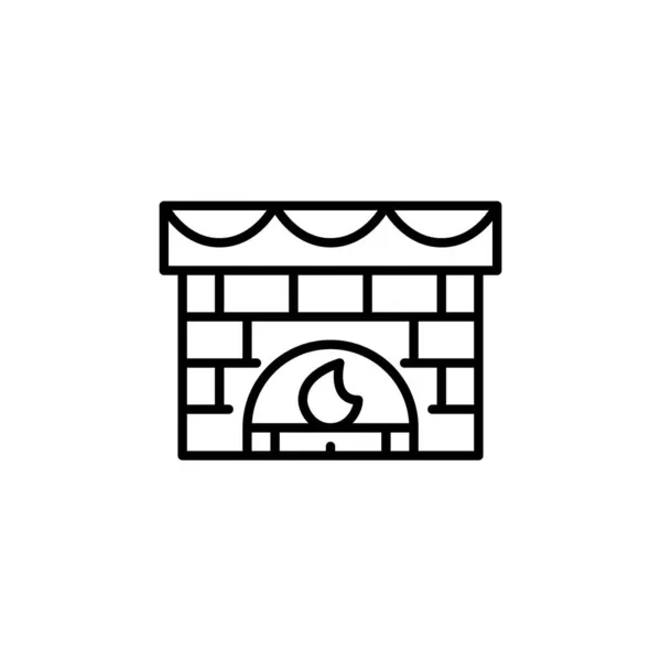 Kominek przytulny dom zimowy część wnętrza. Pixel idealna, edytowalna ikona wektora skoku — Wektor stockowy